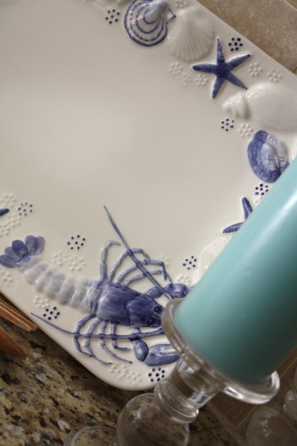 Blue & white serving tray 